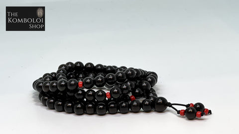 Ebony Mala Bead Necklace / Wrap around Bracelet (108 Beads)