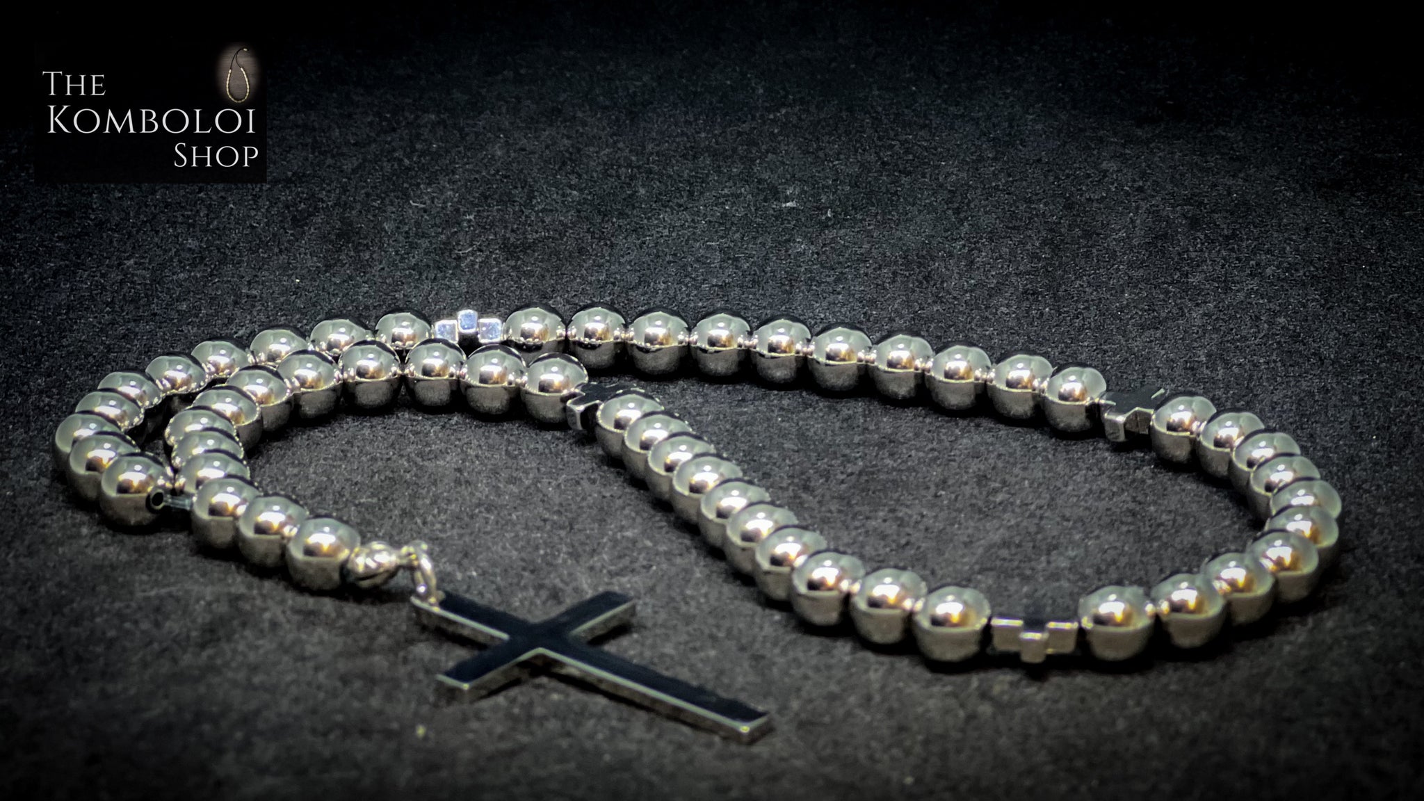 Stainless Steel 50 Bead Orthodox Prayer Beads with Stainless Steel Cross
