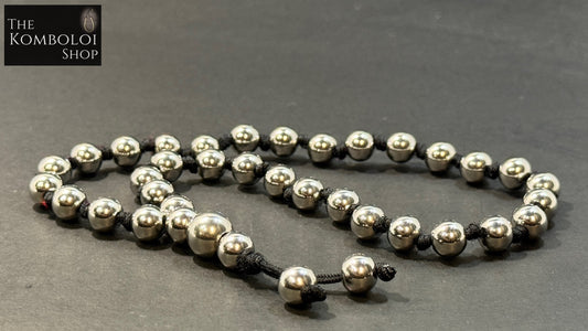 Stainless Steel 33 Bead Worry Beads w/Hand Knotted Knots