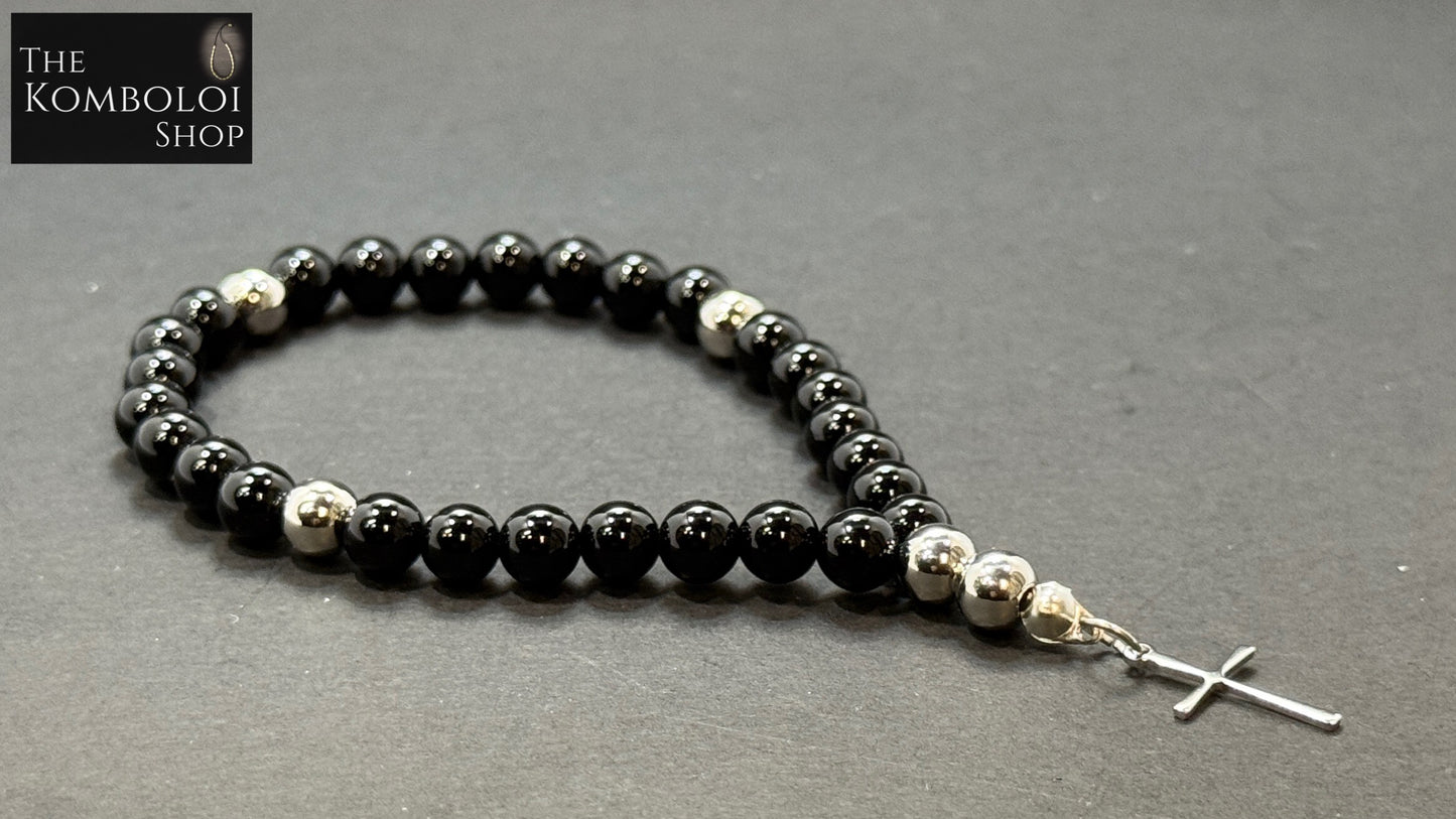 Onyx Anglican Rosary Bead Bracelet