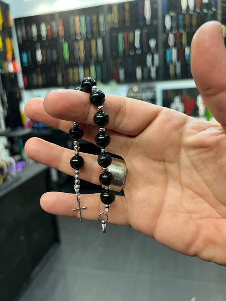 Single Decade Rosary Bracelet - Obsidian