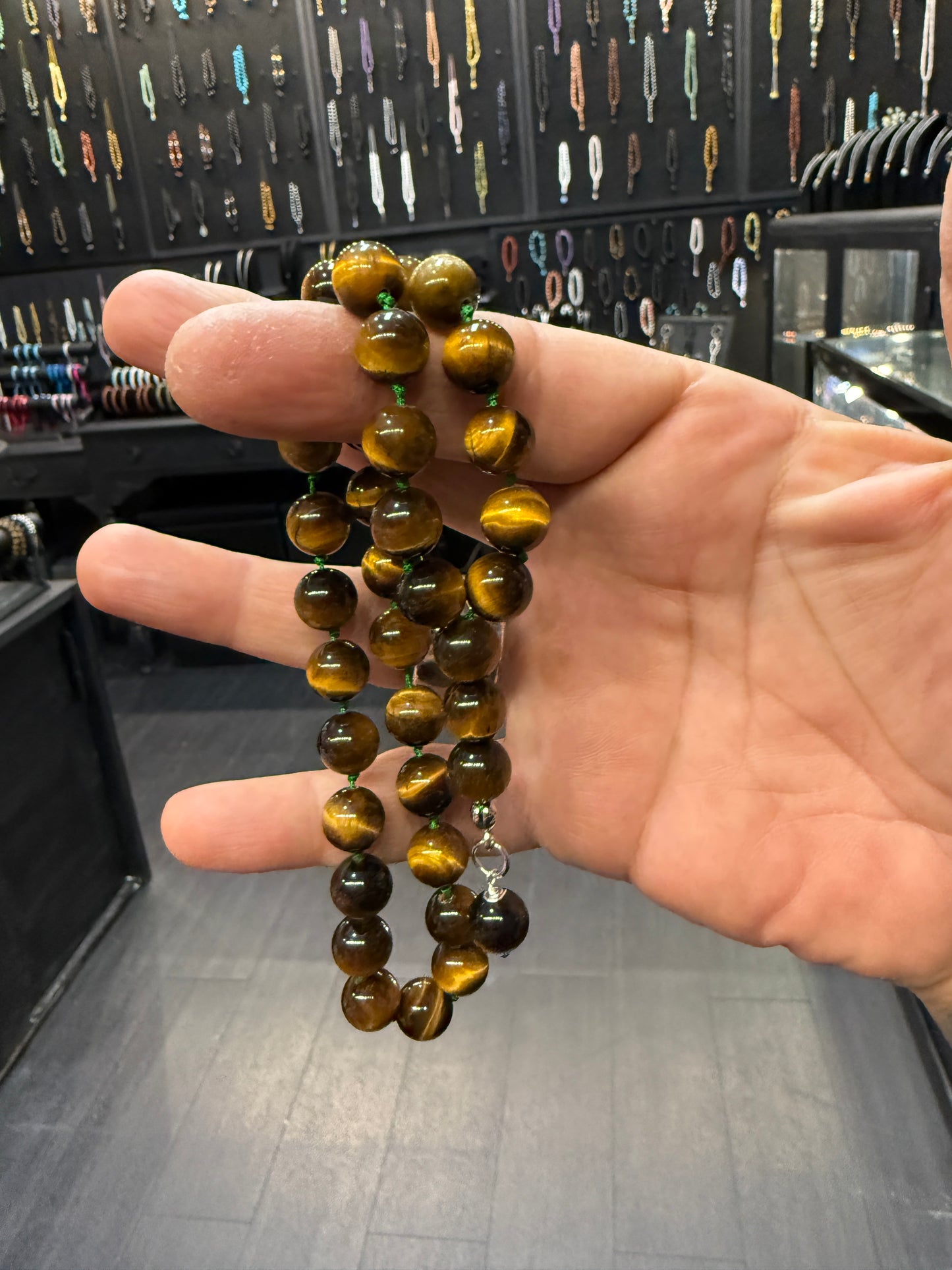 Tigers Eye 33 Bead Worry Beads w/Hand Knotted Knots