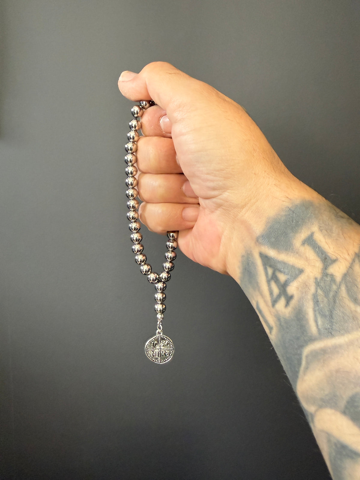 33 Bead Orthodox / Christian Car Prayer Beads - Stainless Steel w/ ICXC NIKA