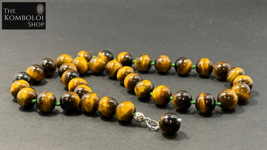 Tigers Eye 33 Bead Worry Beads w/Hand Knotted Knots