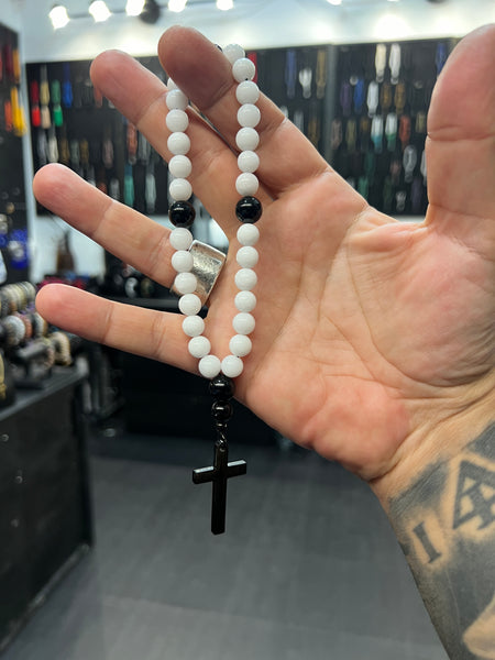 White Jade Anglican Rosary Beads
