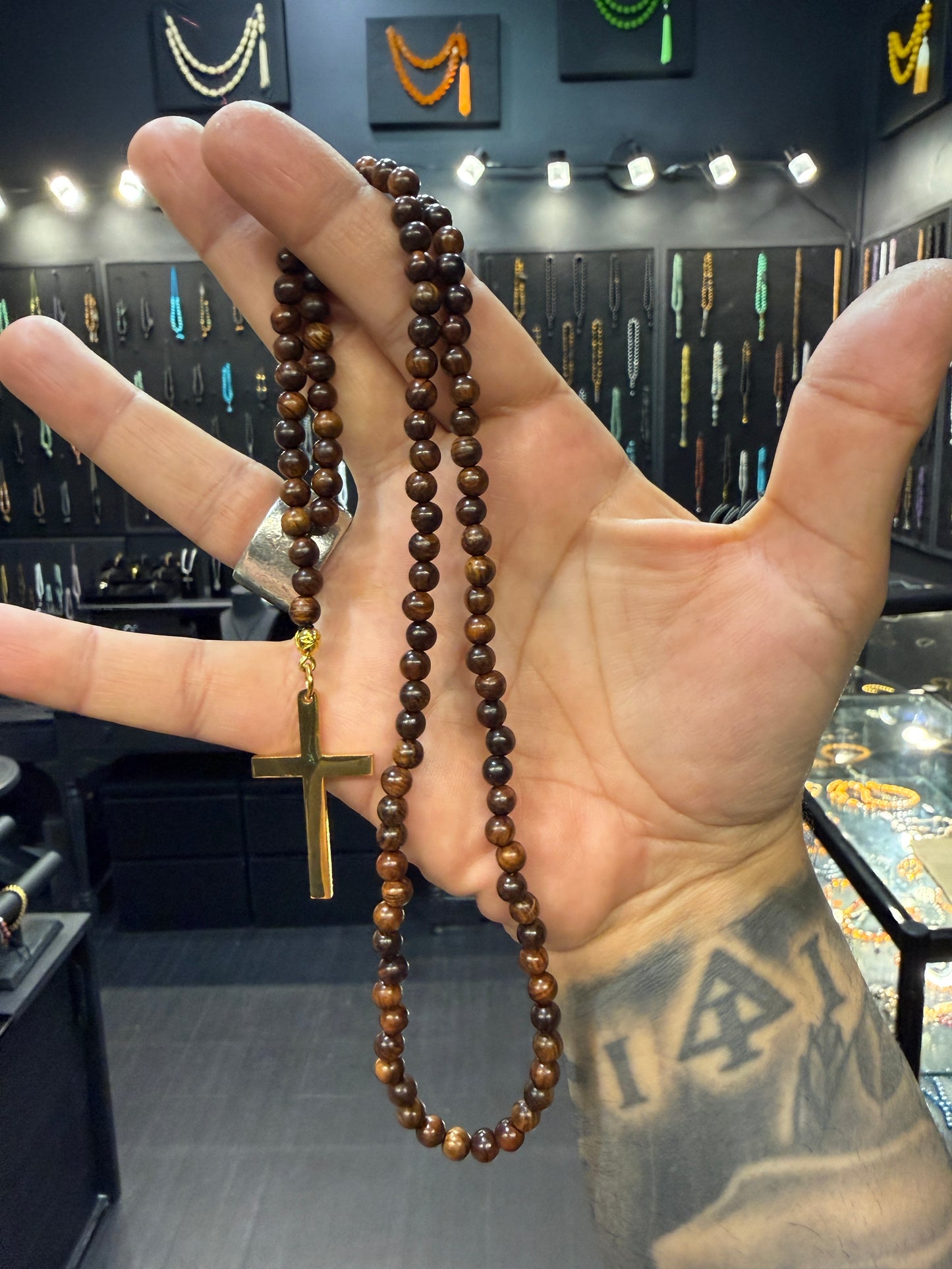 Rosewood 100 Bead Orthodox Prayer Beads with Stainless Steel Cross