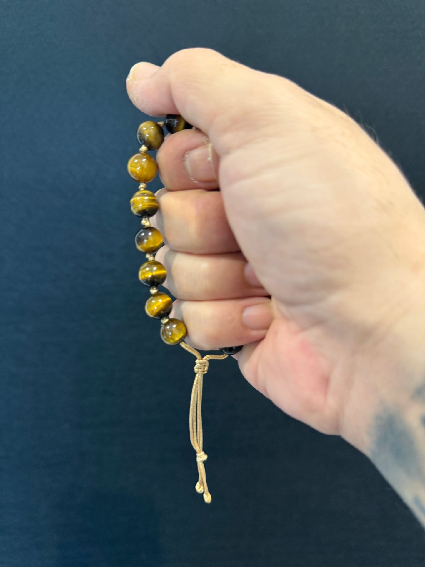 Tigers Eye Hand Knotted Worry Bead Bracelet