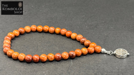 Burmese Rosewood 33 Bead Orthodox Prayer Bead Bracelet with ICXC NIKA