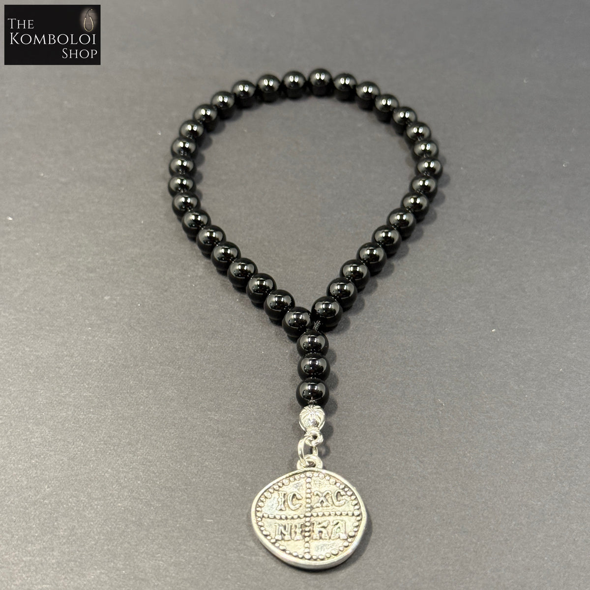 Onyx Orthodox Prayer Beads w/ICXC NIKA Pendant