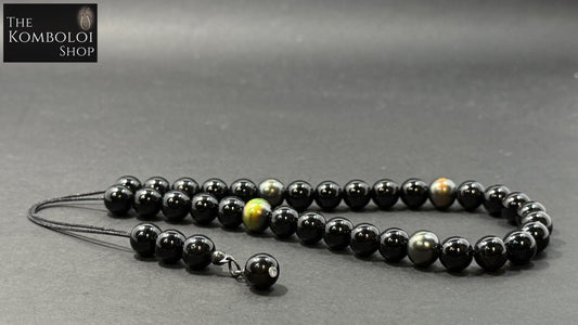 Onyx & Thermochromic (Mood) 33 Bead Komboloi / Worry Beads