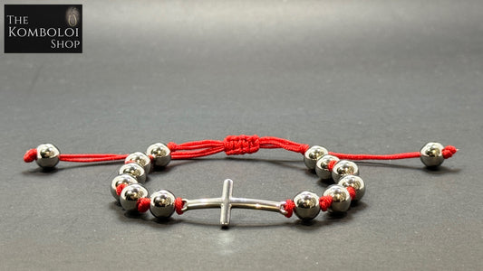 Knotted Stainless Steel & Stainless Steel Cross Protection Bracelet