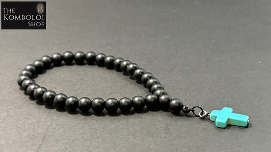 Matte Onyx Anglican Rosary Bead Bracelet