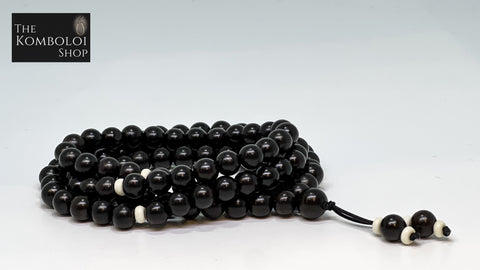 Ebony Mala Bead Necklace / Wrap around Bracelet (108 Beads)