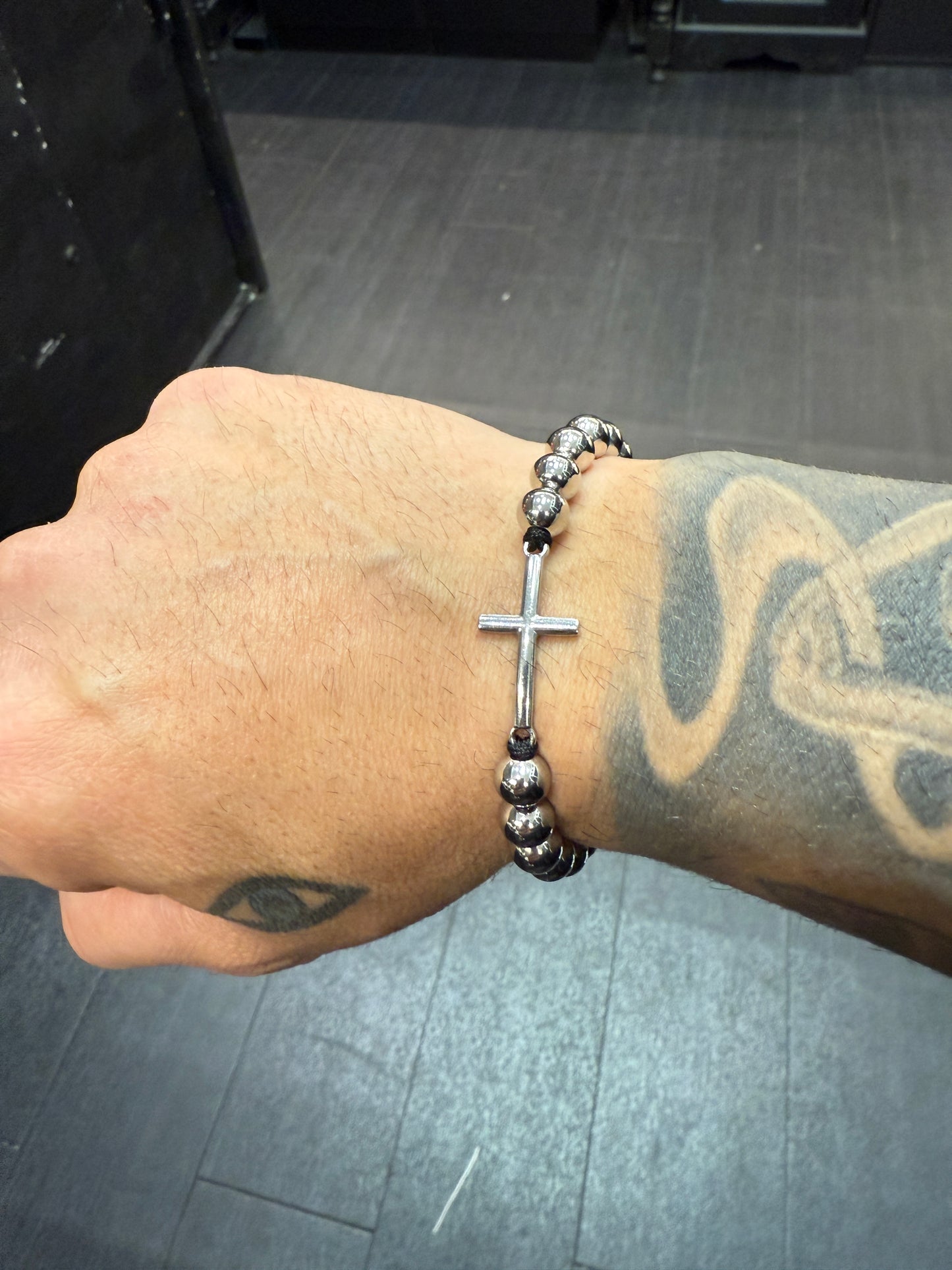 Stainless Steel & Stainless Steel Cross Protection Bracelet