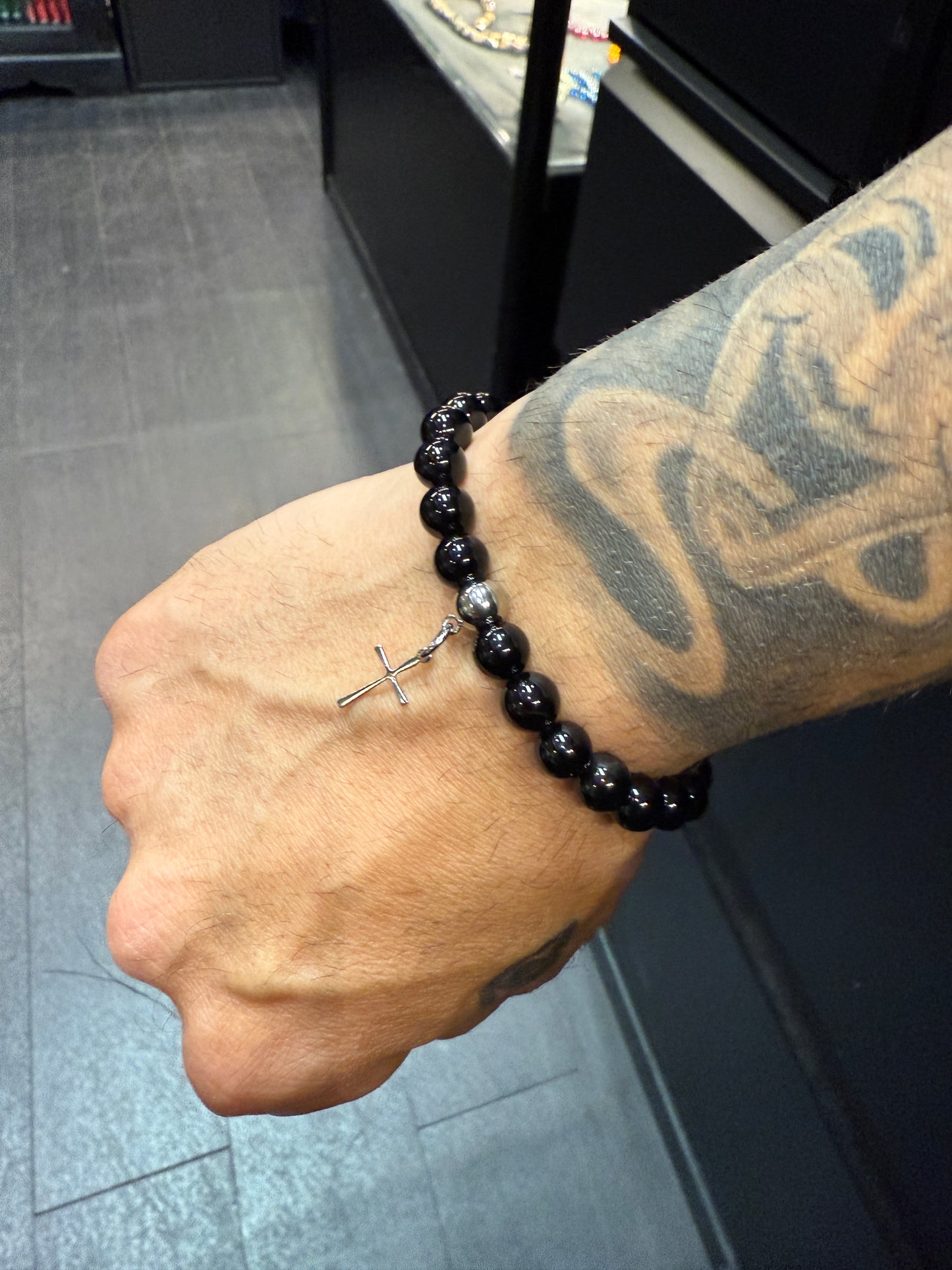 Onyx & Cross Protection Bracelet