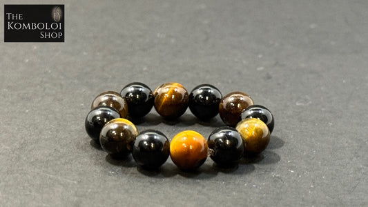 Onyx & Tigers Eye Worry Bead Ring / Anxiety Ring