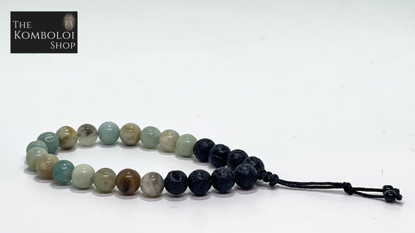 Amazonite & Volcanic Lava Worry Beads - Wearable MK3 (Short)