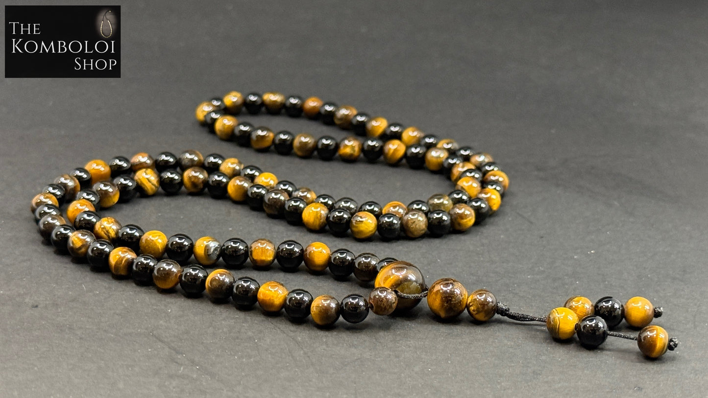 108 Bead Tigers Eye & Onyx Mala