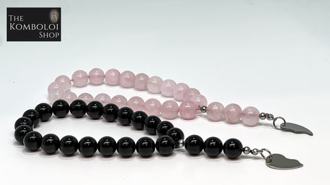 Onyx & Rose Quartz Worry Bead Set