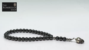 Hematite Mini Worry Beads w/Sterling Silver Plated Skull