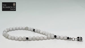 White Jade w/Resin Skull Mini Worry Beads
