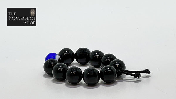 Onyx Worry Bead Ring / Anxiety Ring MK2 with Evil Eye