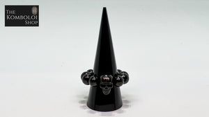 Stainless Steel Worry Bead Ring / Anxiety Ring MK2 with Stainless Steel SKull