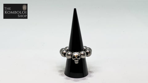 Stainless Steel Worry Bead Ring / Anxiety Ring MK2 with Stainless Steel SKull