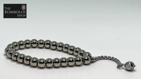 Stainless Steel Hand Held Worry Beads with Evil Eye