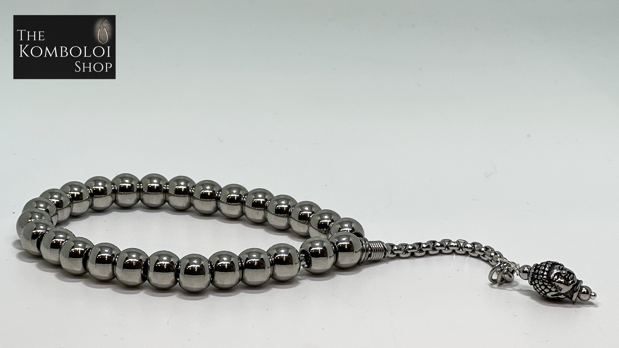 Stainless Steel Hand Held Worry Beads with Buddha