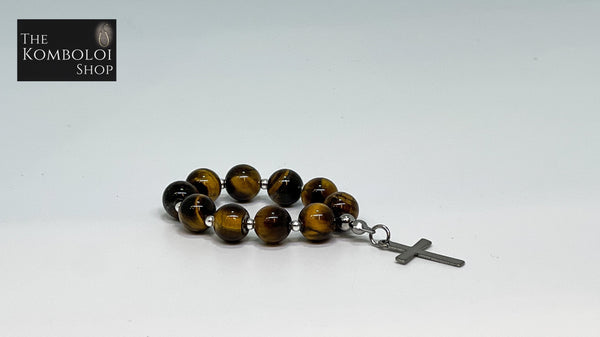Single Decade Finger Rosary - Tigers Eye