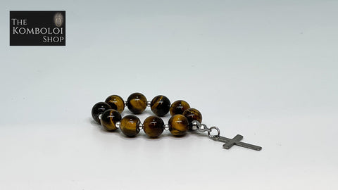 Single Decade Finger Rosary - Tigers Eye