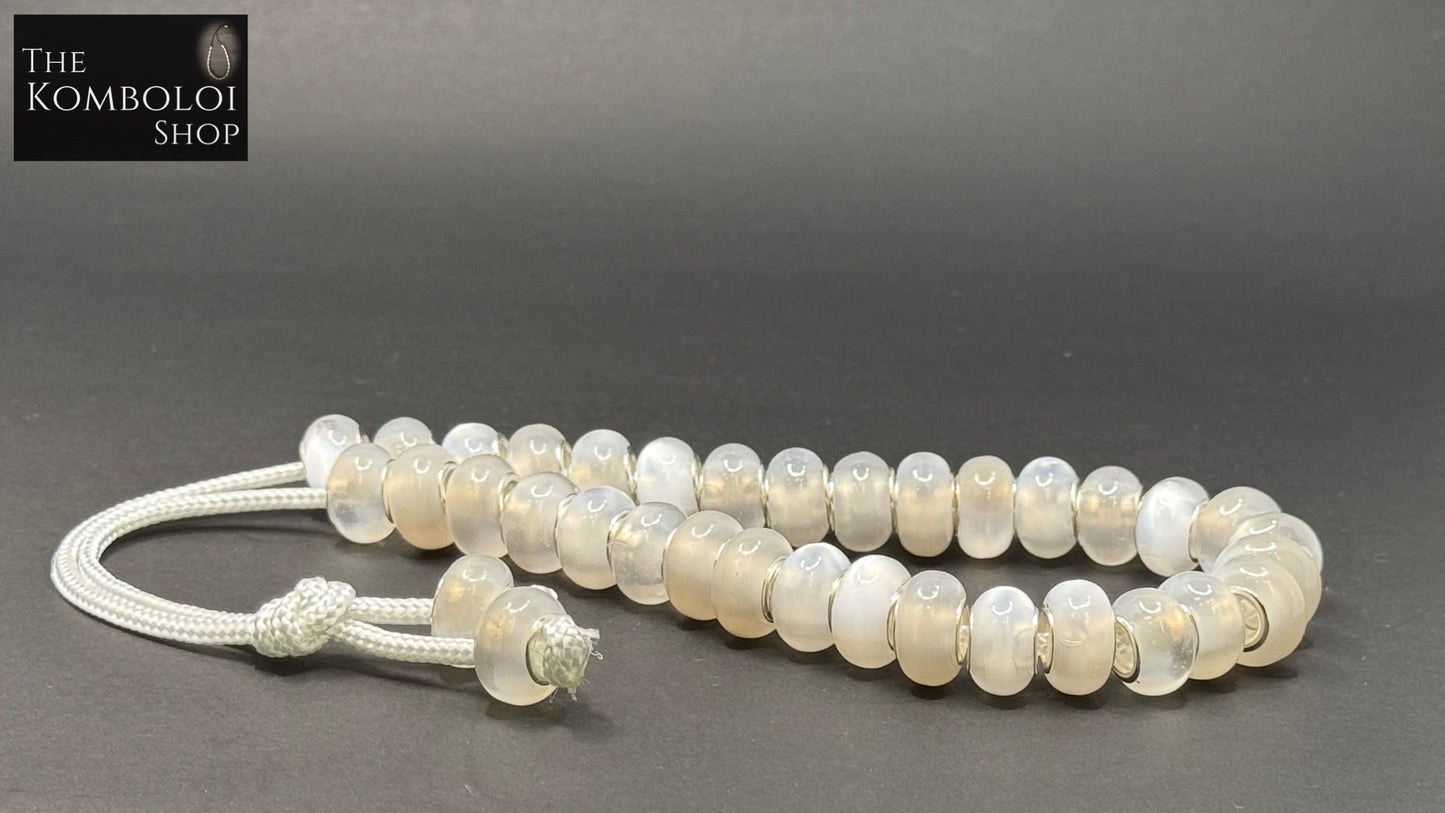 White_Brass_Core_Resin_33_Bead_Komboloi_Worry_Beads
