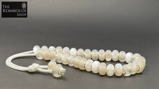 White_Brass_Core_Resin_33_Bead_Komboloi_Worry_Beads