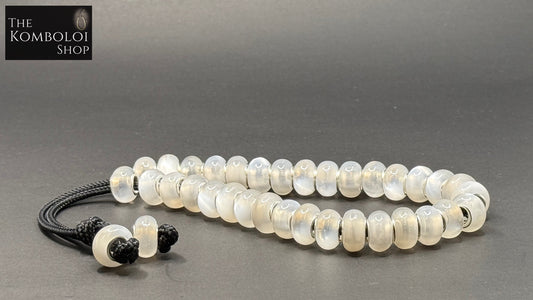 White_Brass_Core_Resin_33_Bead_Komboloi_Worry_Bead
