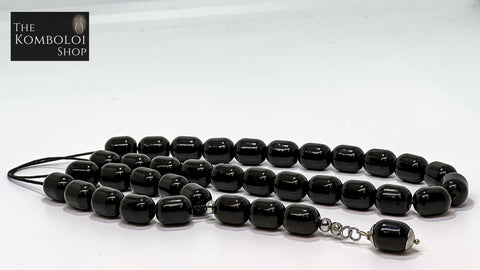 Pressed Mosaic Amber 33 Bead Komboloi / Worry Beads