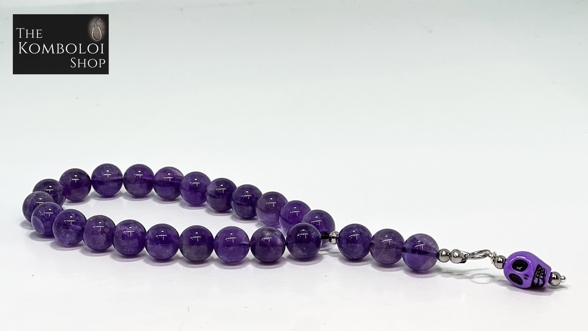Amethyst Worry Beads with Skull