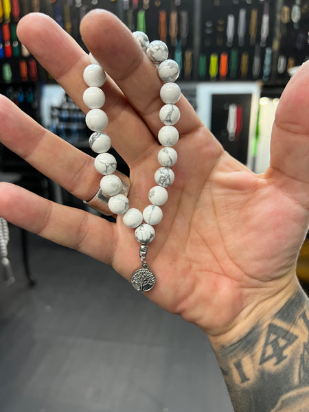 Howlite with Tree of Life Wearable Worry Beads