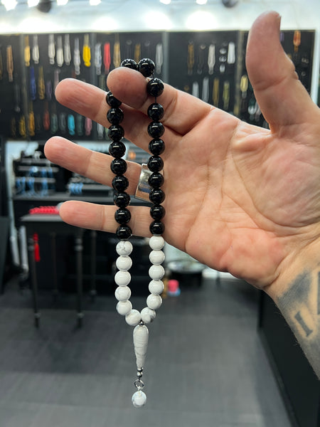 Onyx & Howlite 33 Bead Worry Beads
