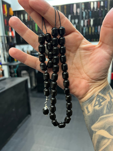 Pressed Mosaic Amber 33 Bead Komboloi / Worry Beads