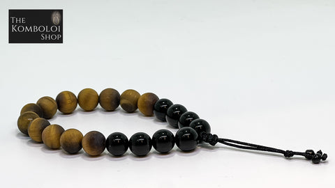 Matte Tigers Eye and Onyx Worry Beads - Wearable MK3 (Short)