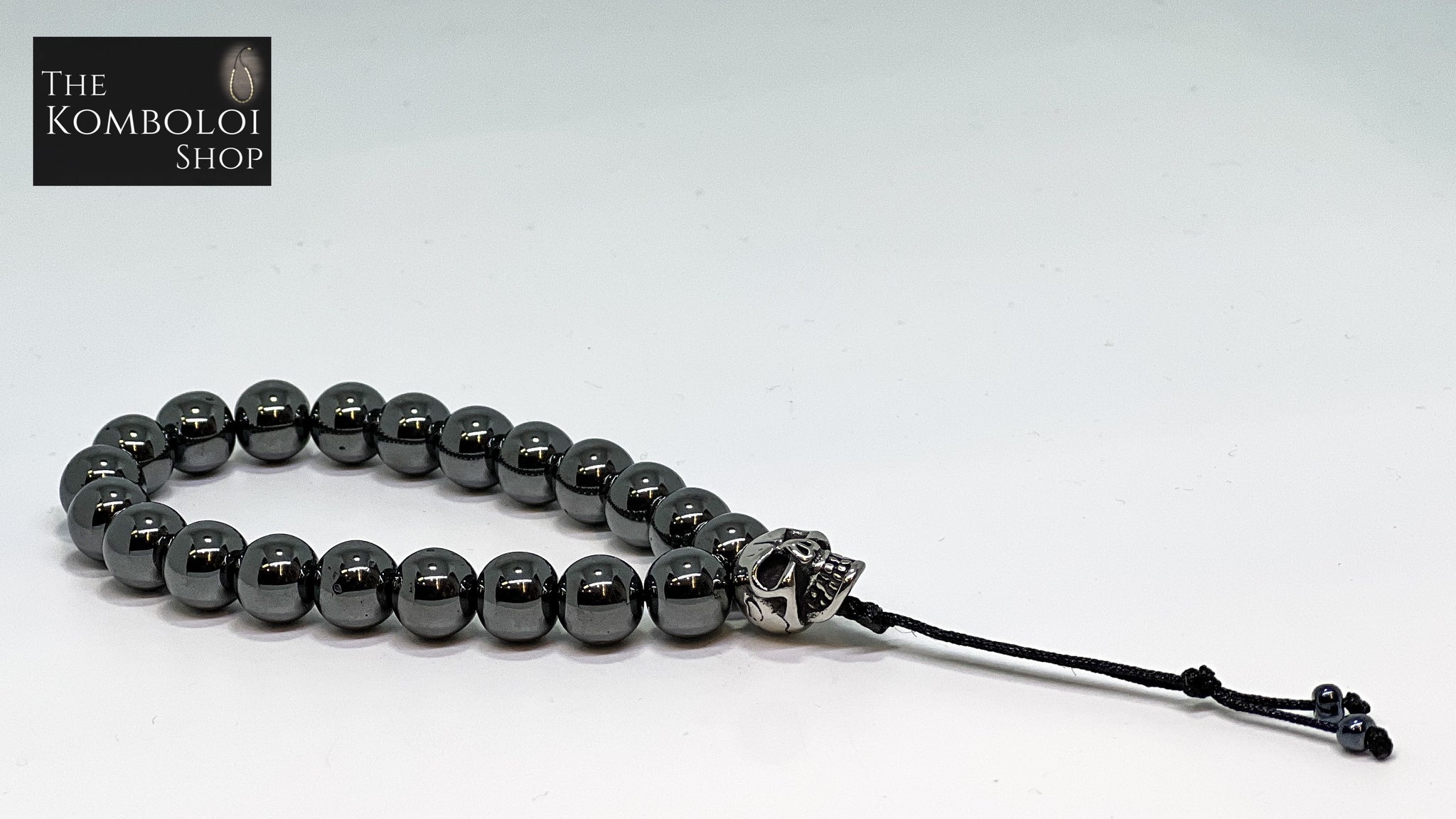 Hematite Worry Beads with Stainless Steel Skull - Wearable MK3 (Short)