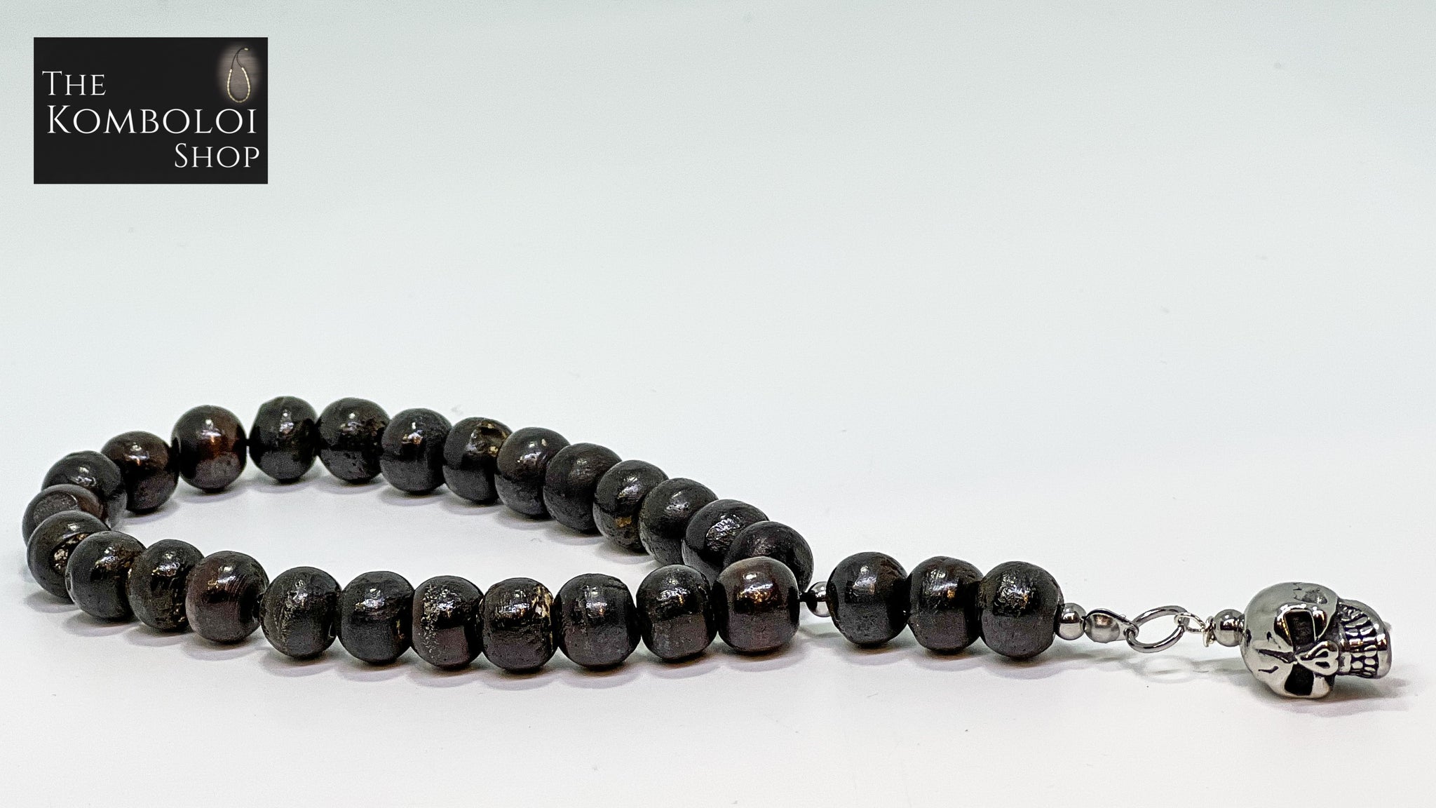 Bone Worry Beads with Stainless Steel Skull