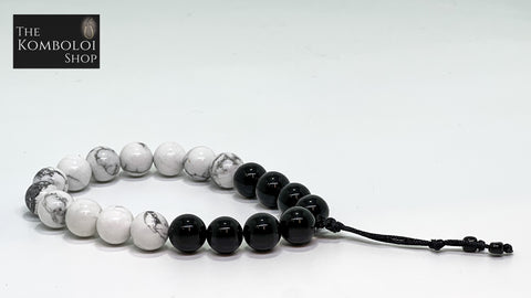 Howlite and Onyx Worry Beads - Wearable MK3 (Short)
