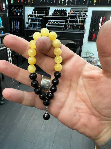 Onyx & Yellow Jade Wearable Worry Beads