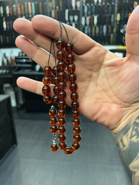 Pressed Baltic Amber 33 Bead Komboloi / Worry Beads