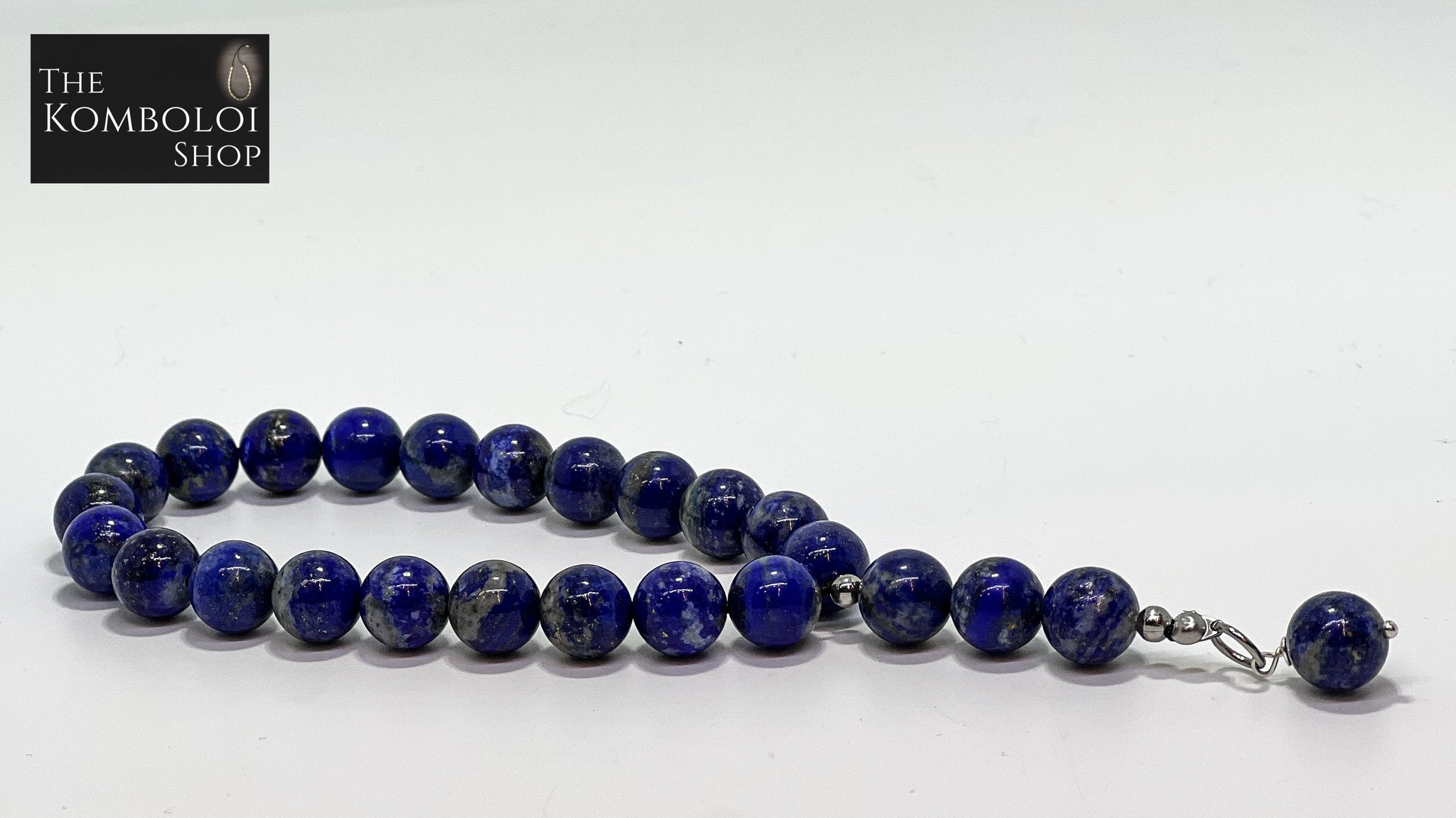 Lapis Lazuli Worry Beads with Stainless Steel Skull