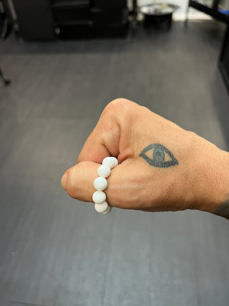 White Jade Worry Bead / Anxiety Ring