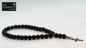 Ebony 33 Bead Worry Beads with Stainless Steel Cross