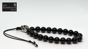 Onyx with Stainless Steel Skull Worry Beads - Wearable MK3 (Long)